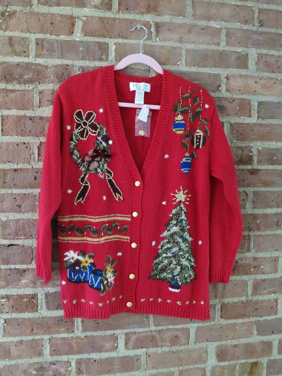 Petite red cardigan sweater best sale