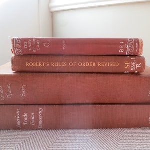 Lot of 4 Reddish Tan Brown Neutral Hardcover Vintage Books for Home Decor