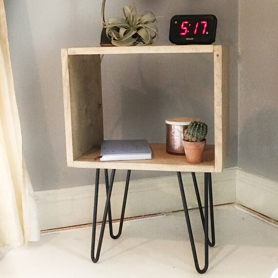 Hairpin Leg Side Table Rustic Wood Modern End Table Etsy