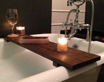 Rustic Bathtub Caddy Bath Tray Poplar Wood Clawfoot Tub Tray