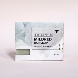 Mildred: Orange and Bergamot Sheep's Milk Soap Bar, Sea Clay Soap, Unisex Soap, Citrus Soap, Handmade Soap, Soothing Soap London Fog image 2