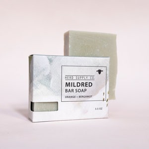 Mildred: Orange and Bergamot Sheep's Milk Soap Bar, Sea Clay Soap, Unisex Soap, Citrus Soap, Handmade Soap, Soothing Soap London Fog image 4