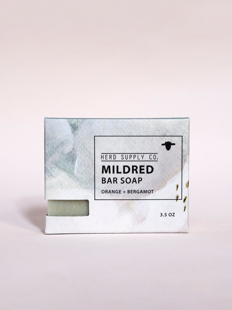 Mildred: Orange and Bergamot Sheep's Milk Soap Bar, Sea Clay Soap, Unisex Soap, Citrus Soap, Handmade Soap, Soothing Soap London Fog image 2