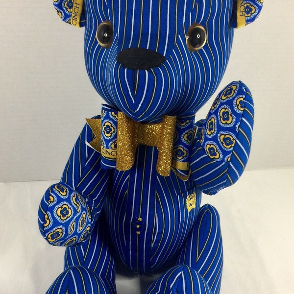 Handcrafted Memory Bear Gift made of Upcycled Clothing,Embellished with Rhinestones, Lace, Tulle, and Assorted Textures, OOAK, Customizable