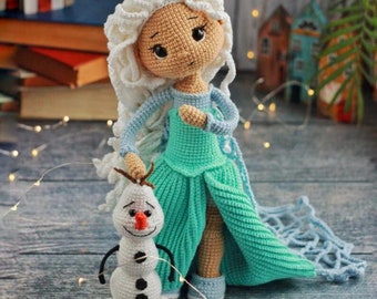 Prinses Amigurumi pop haakpatroon - Elsa pop haakpatroon met Engelse PDF-tutorial, handgemaakte Amigurumi