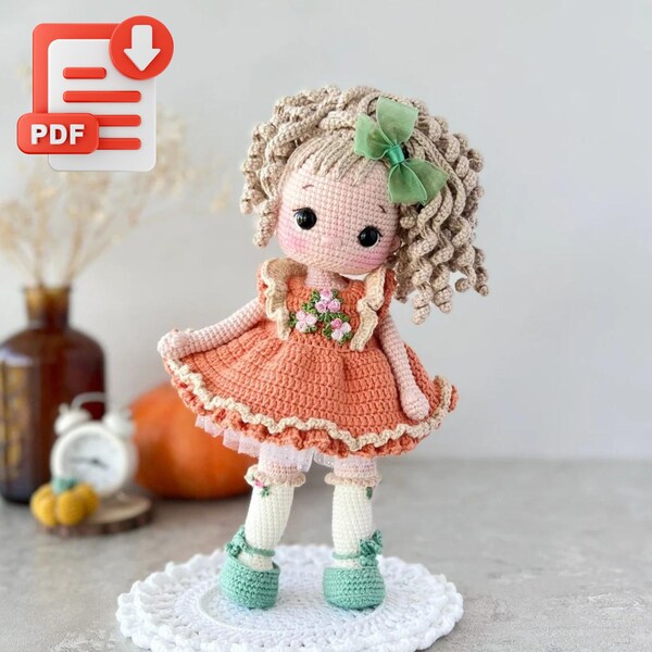 Pumpkin Crochet Doll Pattern - Crochet Doll Pattern with Amigurumi Tutorial and English PDF