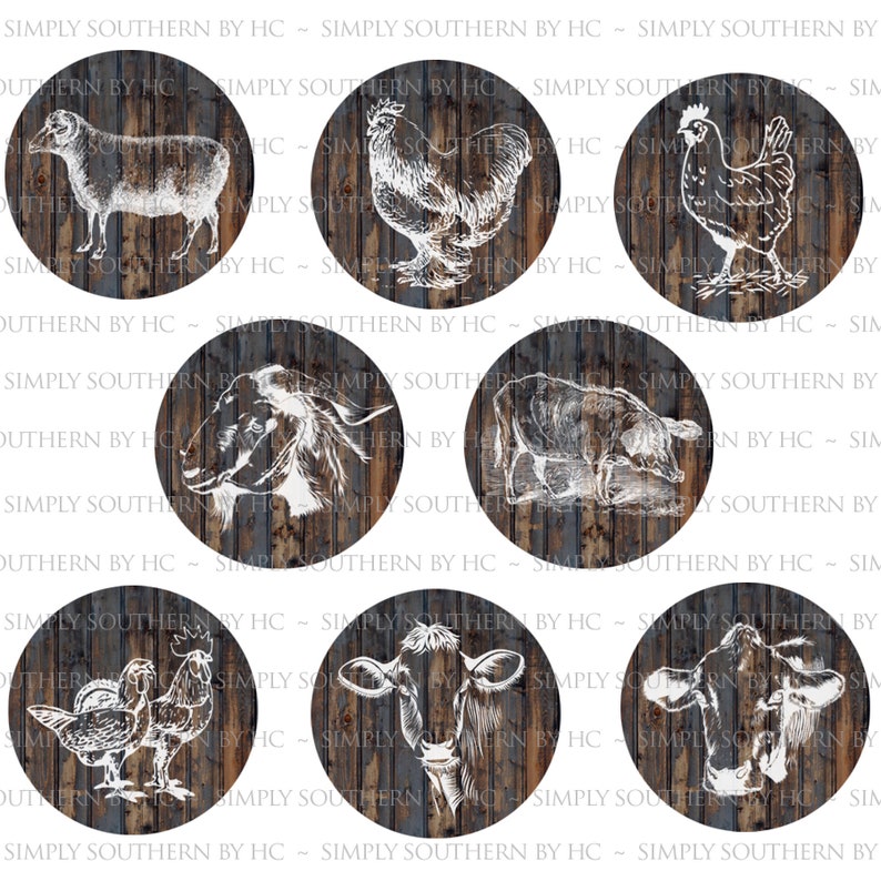 Rustic Farm Animal Magnets set of 8