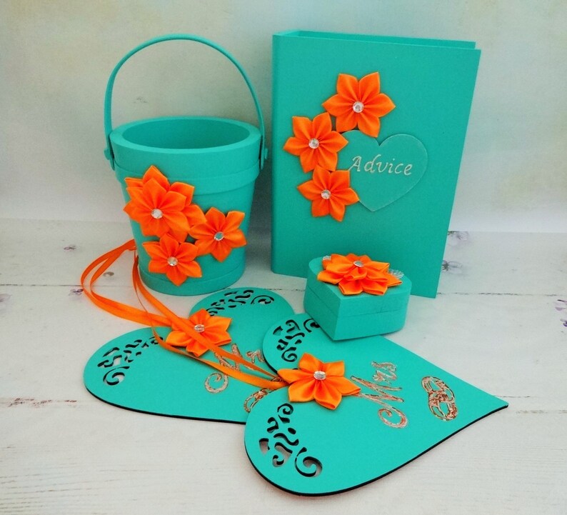 Tiffany Blue And Orange Wedding Decorations Set Etsy