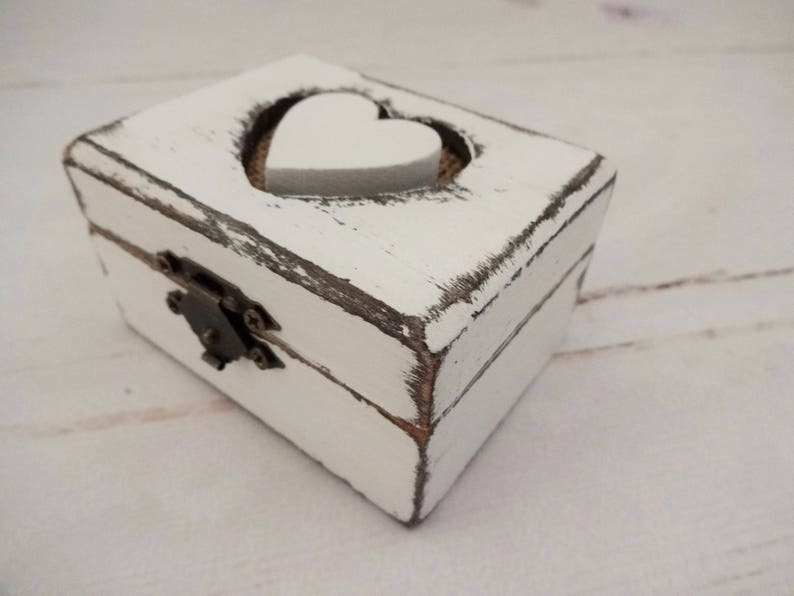 Small White Rustic Ring Bearer Box