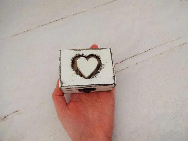 Small White Rustic Ring Bearer Box