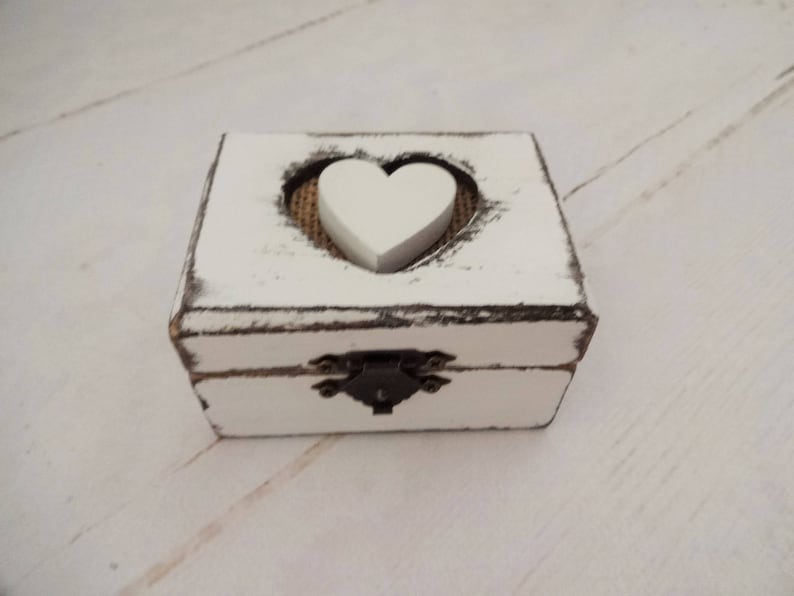 Small White Rustic Ring Bearer Box