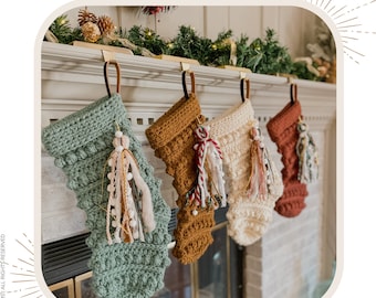 Camino Christmas Stocking, Crochet Stocking Pattern, Crochet Pattern, Christmas Pattern, Bulky Stocking, Holiday decor, Christmas Stocking