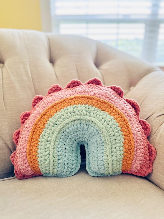 Iris Rainbow Pillow Crochet Pattern: Boho Nursery Decor (digital
