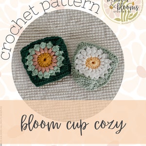 Bloom Crochet Cup Cozy Pattern: Granny Square Sunburst (PDF Download)