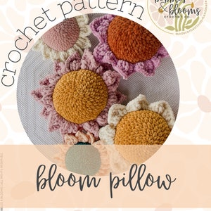 Bloom Pillow Pattern, Crochet Pillow, Crochet Pattern, Pillow Pattern, Crochet Pillow Pattern, Nursery Decor, Home Decor, No Sew Pattern,