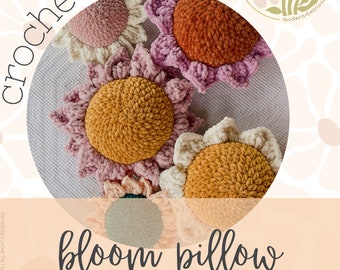 Bloom Pillow Pattern, Crochet Pillow, Crochet Pattern, Pillow Pattern, Crochet Pillow Pattern, Nursery Decor, Home Decor, No Sew Pattern,