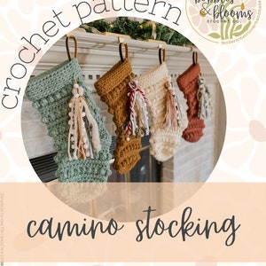 Camino Christmas Stocking, Crochet Stocking Pattern, Crochet Pattern, Christmas Pattern, Bulky Stocking, Holiday decor, Christmas Stocking