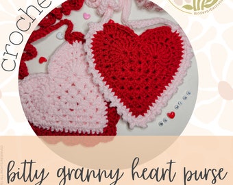 Bitty Granny Heart Purse, toddler purse, crochet purse, crochet pattern, crochet purse pattern, crochet toddler purse, toddler purse pattern