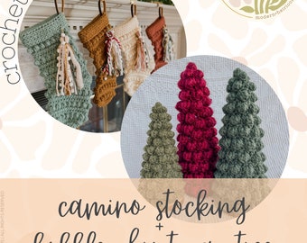 Bundle Cozy Bobble Christmas Tree & Camino Christmas Stocking Patterns, Christmas Pattern Bundle, Holiday Pattern Bundle