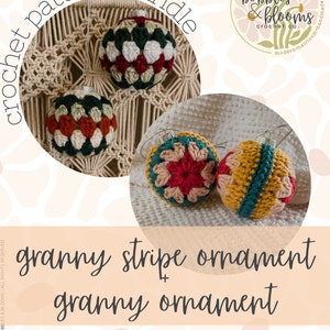 Granny Ornament and Granny Stripe Ornament Pattern BUNDLE, crochet pattern, ornament pattern, crochet ornament pattern, Christmas ornament