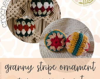 Granny Ornament and Granny Stripe Ornament Pattern BUNDLE, crochet pattern, ornament pattern, crochet ornament pattern, Christmas ornament