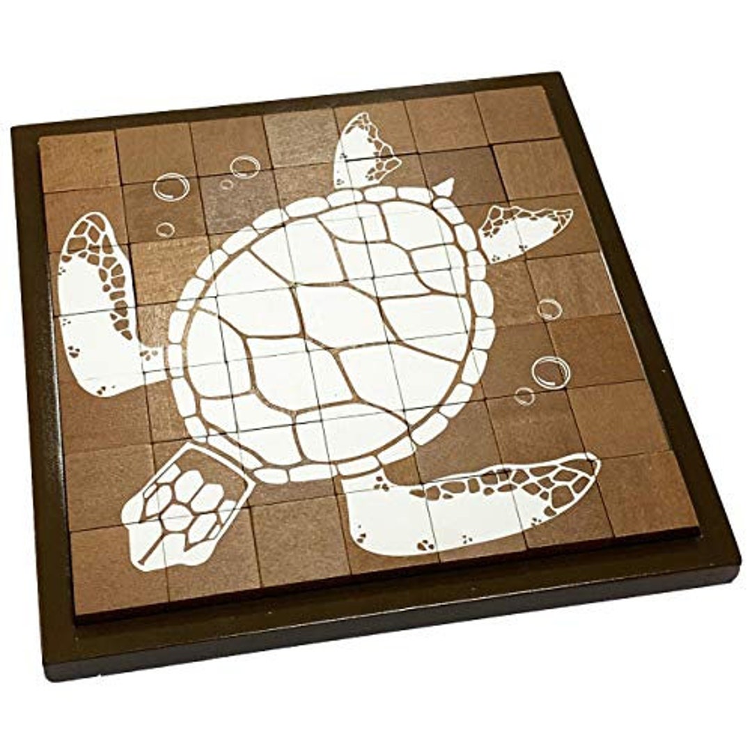 Turtle Cube Sea Turtle Puzzle 49 Piece Wooden Puzzle for Kids Beach Decor Coffee ...