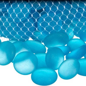 Flat Marbles Vase Filler 0.68lb 70 pcs Aqua Glass Pebble Vase Clear Glass Stones for Vases Flat Glass Marble for Craft and Home Decor