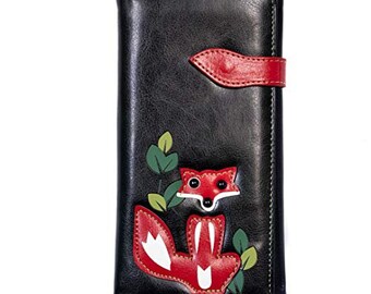 Fox Wallet Women | Trifold Clutch Wallets | Fox Purse | High Capacity Womens Wallet | Fox Checkbook Wallet | Vegan Leather Wallets For Women