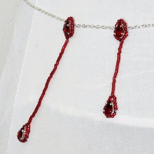 Gothic Belly Chain, Halloween Gothic Costume Accessory,  Gothic Bloody Chain Belt, Bloody Horror Jewelry, Horror Jewelry Gift