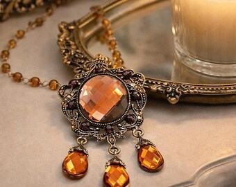 Topaz Necklace, Victorian Choker, Rhinestone Necklace, Victorian Necklace, Vintage Choker, Statement Necklace