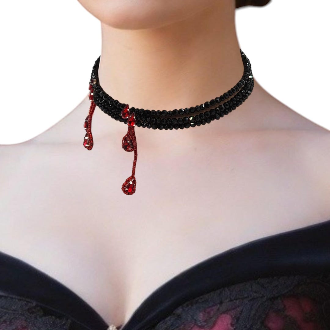 Gothic Bloody Crystal Choker: Vampire Horror Jewelry Gift - Etsy