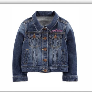 KIDS Embroidered DENIM jacket Personalized Button-up Blue Denim Jacket Kids Custom Jean jacket Childrens Custom Text Embroidered Name Coat