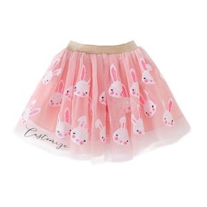 Girls Personalized Bunny Tutu Custom Text Easter Skirt Pink Sequin Rabbit Tulle Tutu Toddler Easter rabbit sequin tulle ballet ballerina image 1