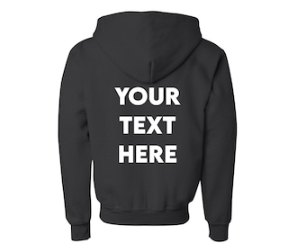 CUSTOM Text Kinder Zip-up Hoodie Unisex Kapuzen-Sweatshirt Personalisierte Hoodie für Kinder Jugend Benutzerdefinierte Text Zip-up Hoodie für Kinder Zipper