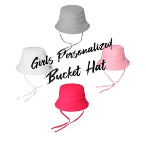 Girls Personalized Bucket Hat Personalized Sun Hat for Kids Customized Toddler Bucket Hat Summer Hat Childrens Custom Text Hat Boating Hat