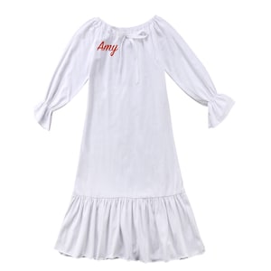 GIRLS White Custom Embroidered Christmas Clara Gown Clara Night Personalized Embroidered Christmas Dress Christmas Photo Op White Ruffle