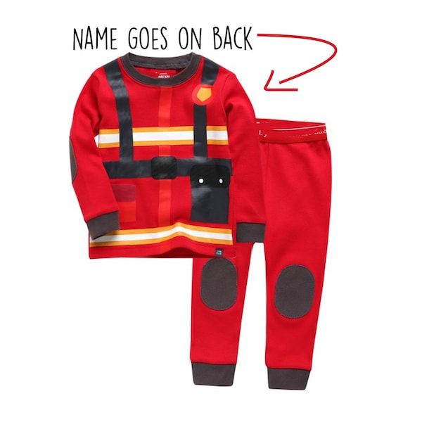 Kids Customized Firefighter Pajamas Personalized Red Fire Fighting Uniform Pajama Children Fire Fighter PJ Custom Text Bunker Gear Costume