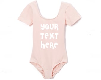 Girls Personalized SHORT Sleeve Dance Leotard Custom Text Gymnastics Leotard Kids Customized Tumbling One-Piece Leotard Ballerina Bodysuit