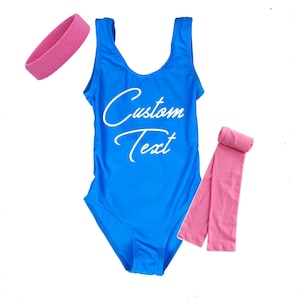 GIRLS Personalized Workout Costume 80&#39;s Aerobics costume Leggings  Sweatband & Leotard suit Halloween Costume Funny Kids Aerobics Costume