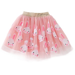 Girls Personalized Bunny Tutu Custom Text Easter Skirt Pink Sequin Rabbit Tulle Tutu Toddler Easter rabbit sequin tulle ballet ballerina image 2