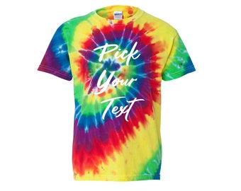 Kids CUSTOM Text Tie Dye shirt  CUSTOM Text Tee Youth Personalized short sleeve TIE-Dye Shirt Boho Shirt  70's shirt Hippy|Custom Tie Dye