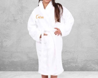 KIDS Personalized Plush Microfleece Robe Children's Monogram Robe Youth bathrobe EMBROIDERED Name Spa Day Shawl Collar Kids Custom Pool Robe