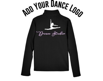 Girls Custom Logo Dance Jacket Full Color Image Youth Track Workout Zip Up Dance Practice Jackets Cadet Collar Direct to Film Transfer Logo