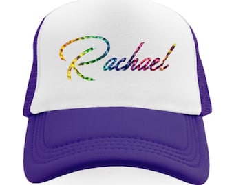 KIDS Personnalisé Rainbow Trucker Hat Personnalisé Mesh Ball Cap Chapeau pour enfants Holographic Rainbow Customized Cap mousse Summer Hat Snapback