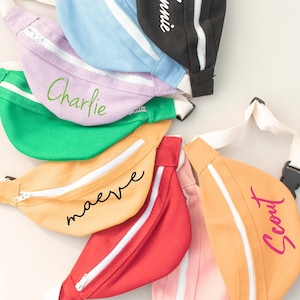 Kids Personalized Fanny Pack Custom Name Bag Youth Belt Bag Vacation Bag Childrens Travel Fanny Waist Pack Adjustable Zippered Pouch Name