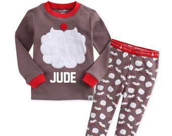 KIDS Personalized Santa Pajamas St. Nick Christmas Pajamas  CUSTOM Text Pajama Personalized Name Pajama Set Childrens Matching Pajama Set