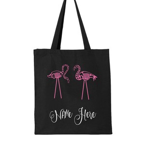 KIDS Skeleton Flamingo Tote Bag   Halloween Bag  Trick or Treat Bag HALLOWEEN  Personalized Treat Bag  Name Skeleton Tote Bag with Handle