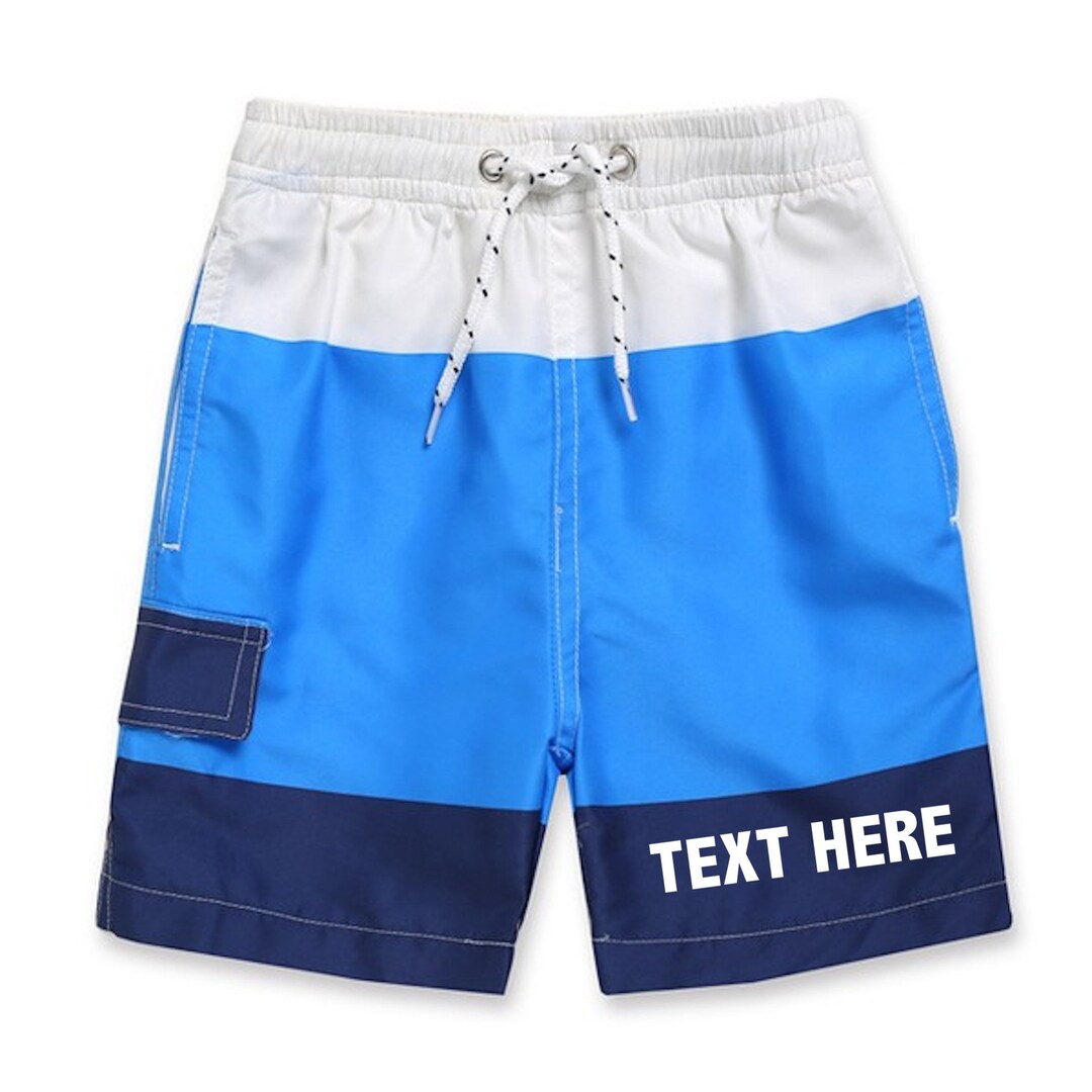 BOYS Personalized Swim Trunks STRIPED Seersucker Shorts Custom Text