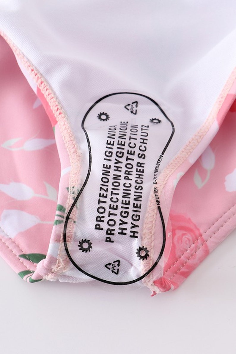 Mommy and Me Personalized Bikini Custom Text Pink Floral Swimwear Mom and Girls Swimsuit Two Piece Personalized Suit Matching Getaway image 7