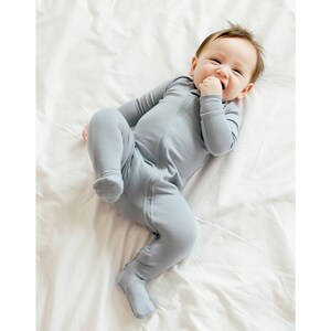 baby girl blue floral fantasy footie w/zip main image 1